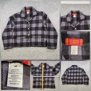 LD Burke Santa Fe Jacket Womens Medium Purple Black Buffalo Plaid Wool Blend USA